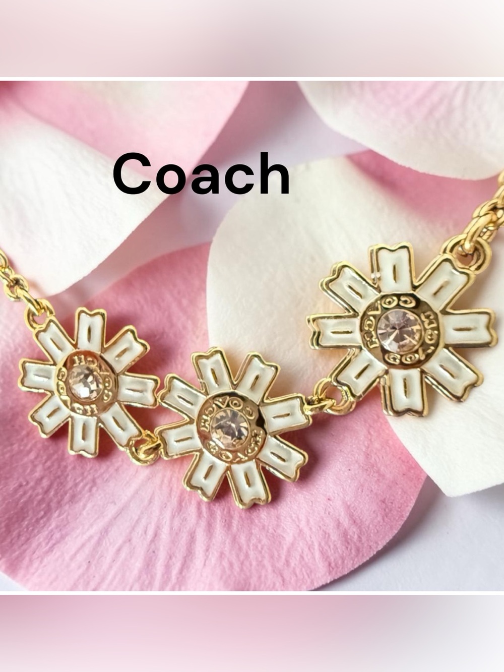 Coach flower necklace NWT
